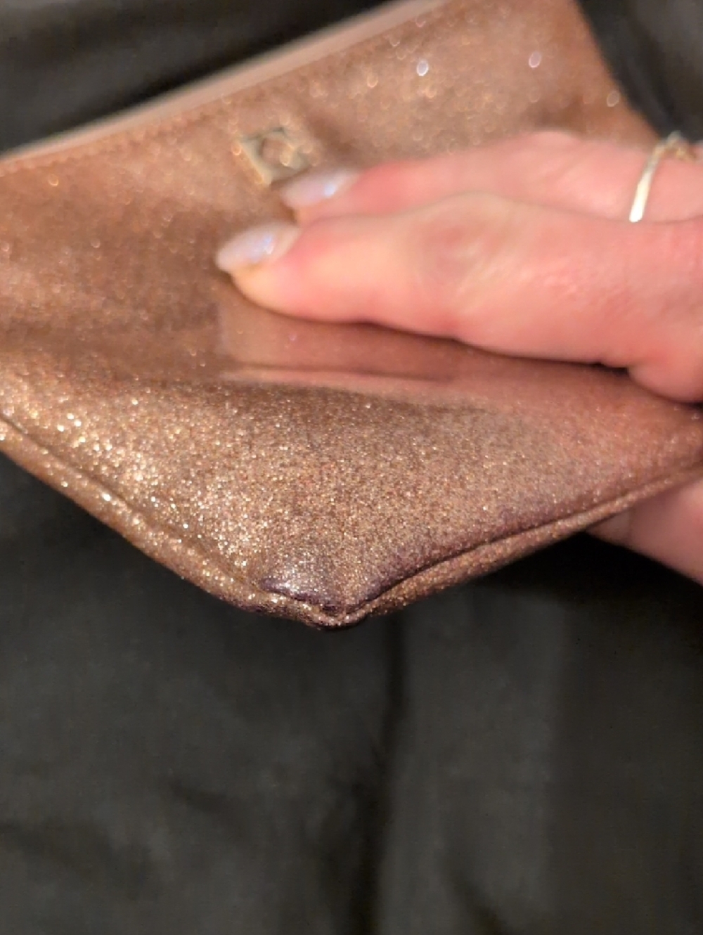 kate spade Glitter Zip Pouch in Rose Gold Sparkle - Picture 3 of 8